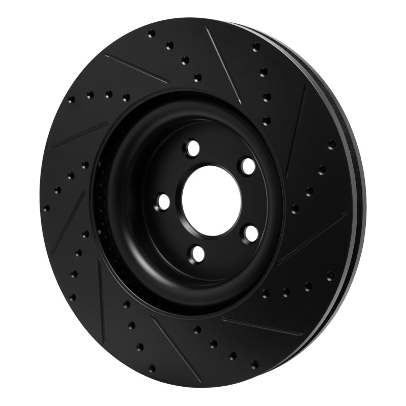 Ford Police Interceptor Utility Brake Rotor (1) - Front Left - R1 Concepts - Drilled & Slotted - Black - `20-`25